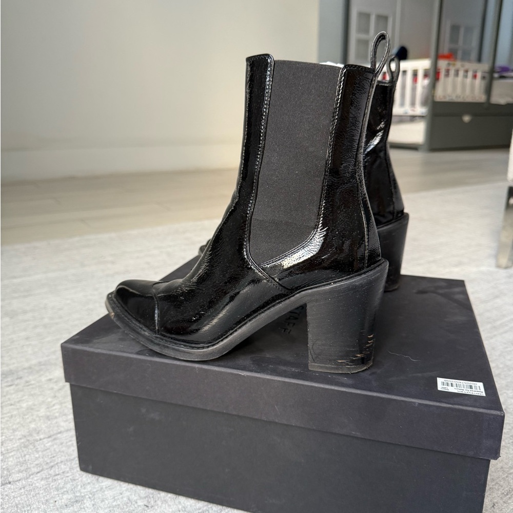 Black Patent Leather Ankle Boots